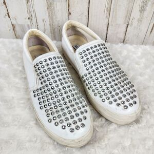 Steve Madden Torin White Slip On Casual Studded Sneakers Size 10